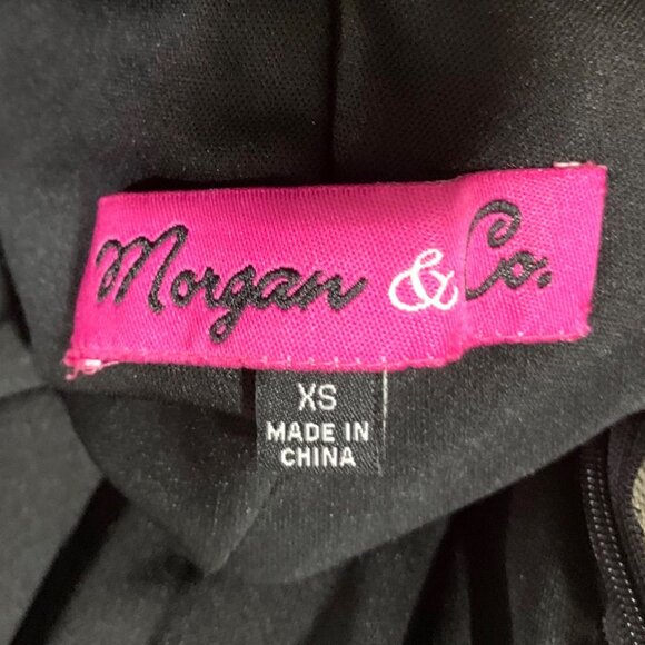 Black Halter Jeweled Jersey Cocktail Mini Dress XS Mesh Back Morgan & Co. Flowy - Picture 5 of 7